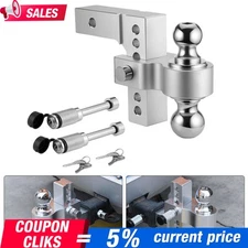 2" Receiver 6" Drop/Rise Adjustable Tow Hitch Dual Ball Mount Trailer 18500 lb