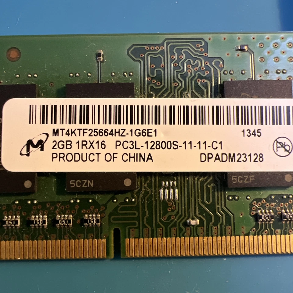 Micron 2 GB SO-DIMM 800 MHz DDR3 Memory (MT4KTF25664HZ-1G6E1) - Image 2 of 3