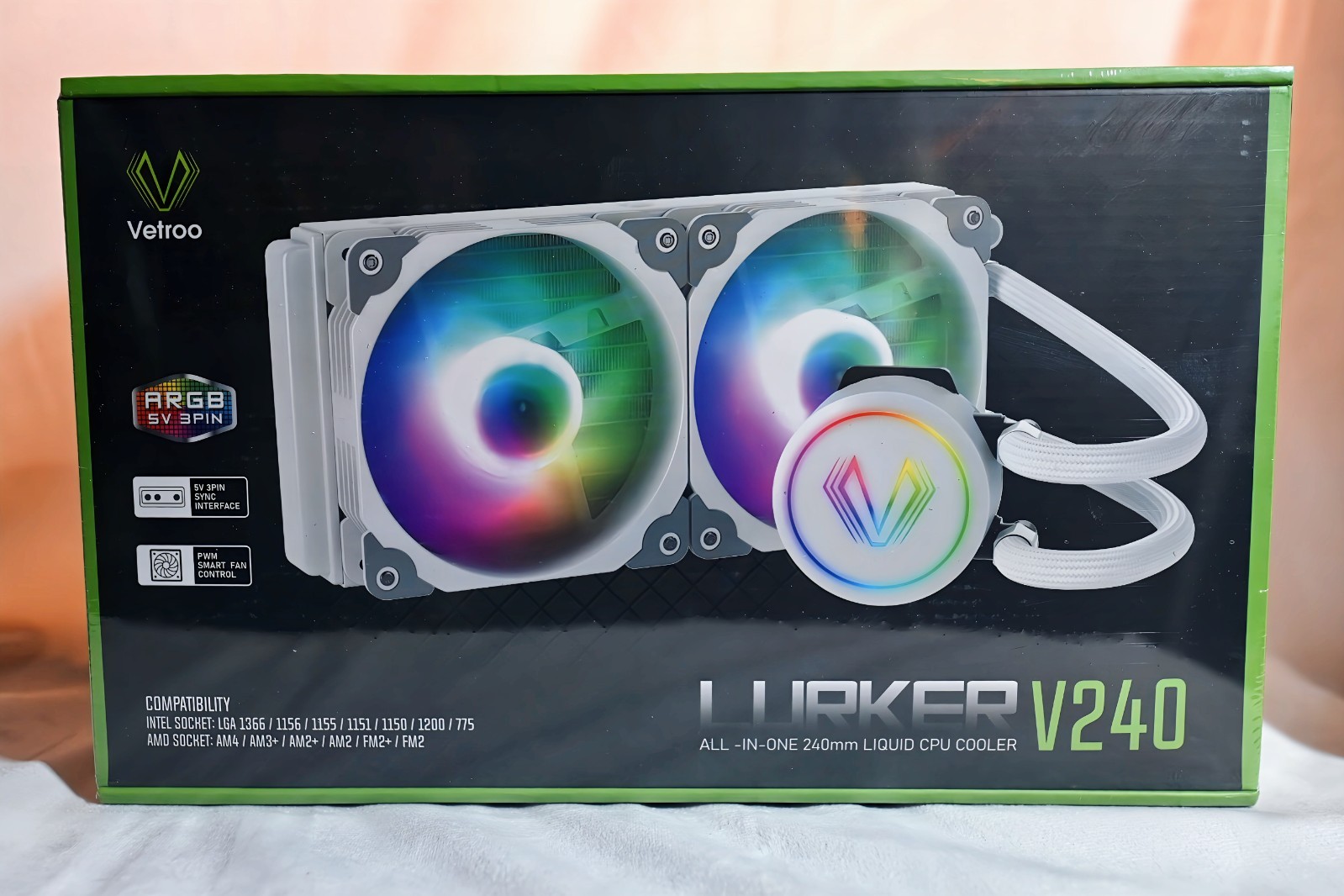 240mm Rgb Pwm Pump Fan Aio Water Cooler - White