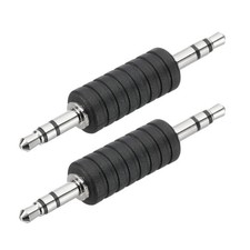 3.5mm Male to Male Audio Connector 2Pcs Nickel Plated Jack Adapter Black/Silver