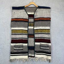 Vintage Mexican Serape Blanket Vest Men's Large Woven Southwestern Open Front