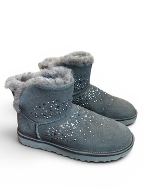 UGG Classic Galaxy Bling Mini Boots Women s 9 Gray Suede Shearling