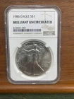 1986 American Silver Eagle $1 BU Brilliant Uncirculated NGC Brown Label