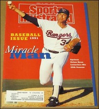 4/15/1991 Sports Illustrated Baseball Nolan Ryan Magic Johnson Larry Bird Olerud