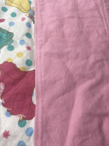 Disney Pillowcase Princess Tiaras & Jewels Vintage Pink Flannel Fabric Handmade - Foto 3 di 6