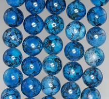 12MM BLUE TURQUOISE GEMSTONE DARK BLUE ROUND 12MM LOOSE BEADS 16inch