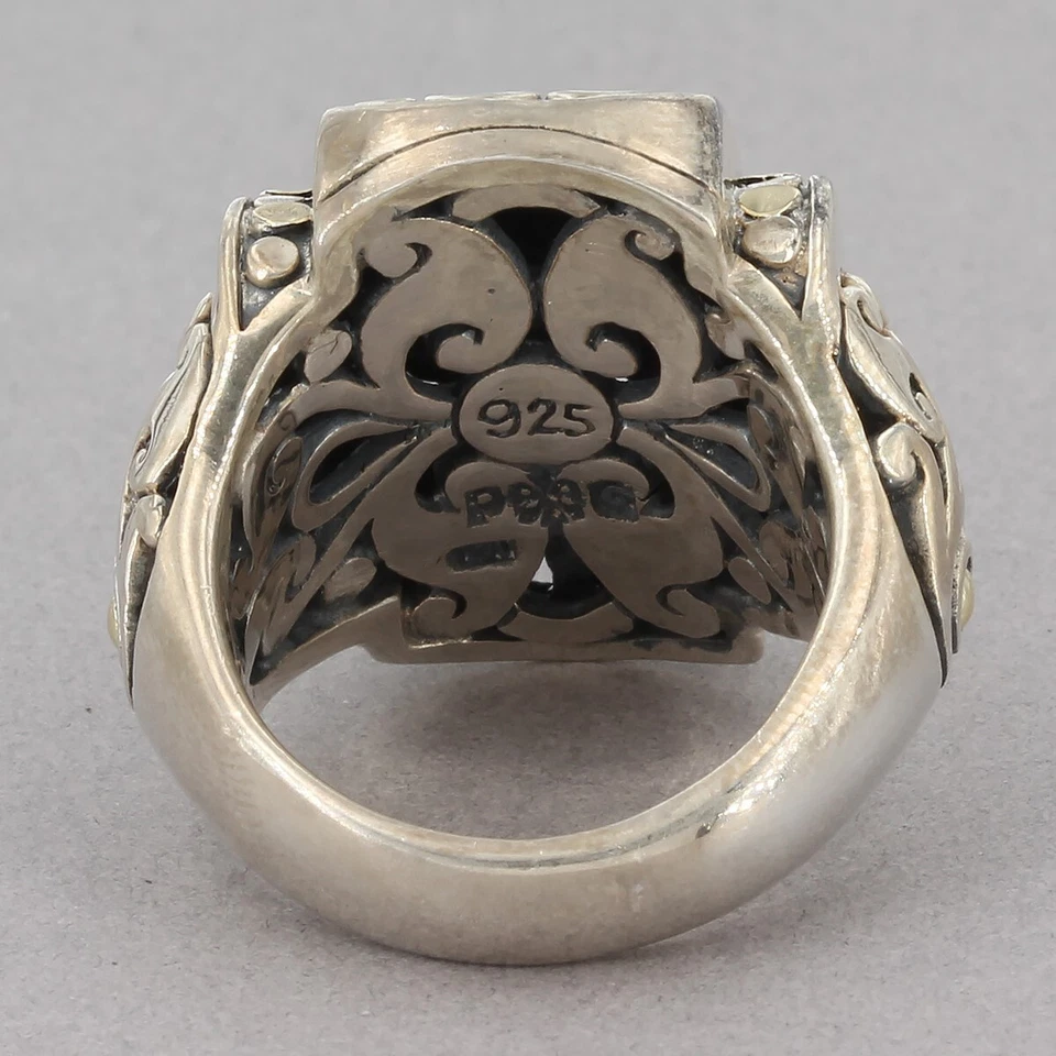 Phillip Gavriel Sterling Silver & 18K Gold Dragonfly Open Scroll Ring Size 6.75 - Image 4 of 4