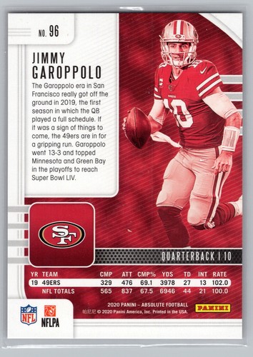 2020 Panini Absolute Jimmy Garoppolo Orange Mosaic #/149 #96 - Picture 2 of 2