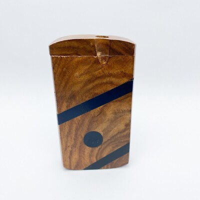 4'' Brown w/ Lines Circle Wooden Dugout w/ Metal Bat Or Cigarette One Hitter Pipe