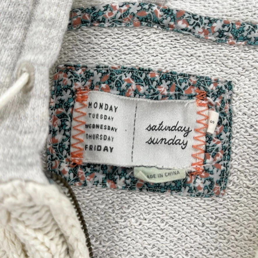 OFF WHITE Anthropologie Saturday Sunday Felpa da donna con cappuccio maglia maglione avorio S