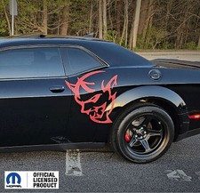 Fits 2019-2024 Dodge Challenger Side Demon Head Vinyl Sticker Decal-pair