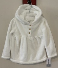 Carters Girls 4t White Pullover Half-Button Fleece Hoodie NWT A1772