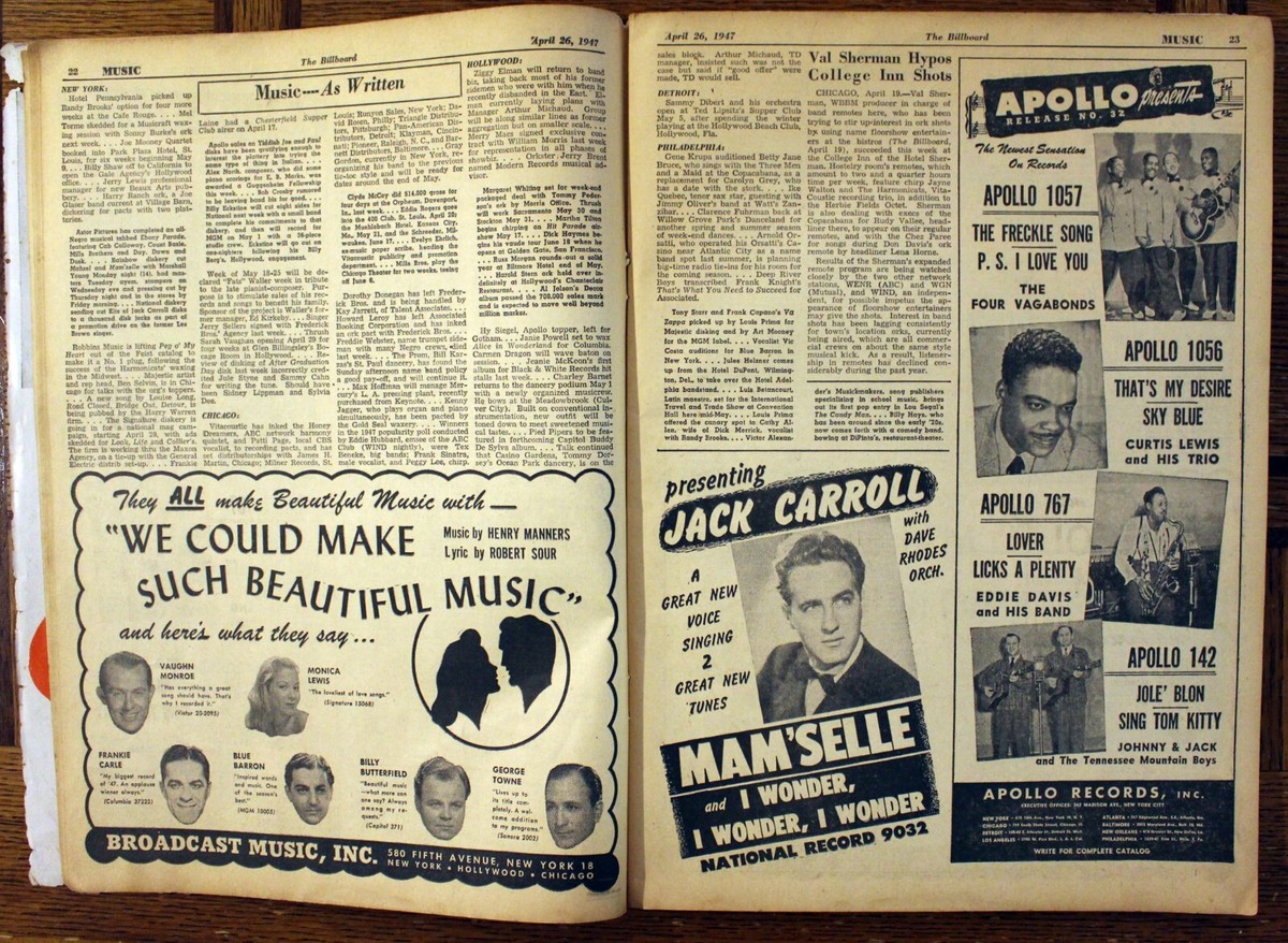 Rare Billboard Magazine - 4/26/47 - Great R&B Ads & Jukebox