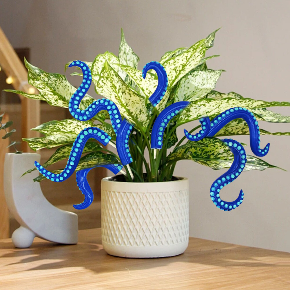 7-tlg. Oktopus-Pflanzenstäbe - Nachleuchtend Für Garten & Balkon