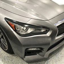 FOR 14-24 Infiniti Q50 Q50s Headlight Eyelid GLOSS BLACK Precut Vinyl Overlays