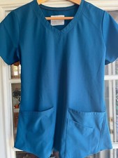 Sketchers by Barco Uniform Scrub Top Womens Turquoise Size Small Stretch