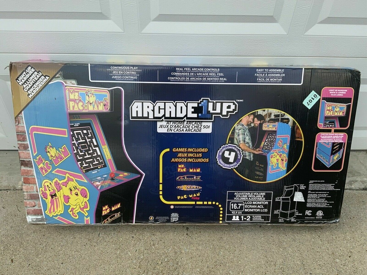 1) Arcade1up Ms. Pac-Man Arcade Machine Includes (4) Video Games +