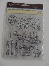 NEW SEALED Recollections Clear Stamps 7pc Birthday Cake Candle Present 119936