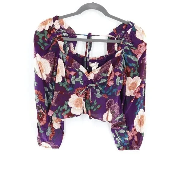 Band Of The Free Floriane Floral Print Crop Blouse Women Small Boho Cottage