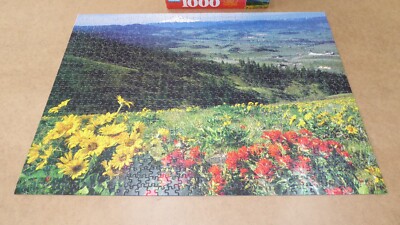 GUILD FLOWERS OVER HOOD RIVER VALLEY OREGON 1995 1000 PIECES PUZZLE, COMPLETE