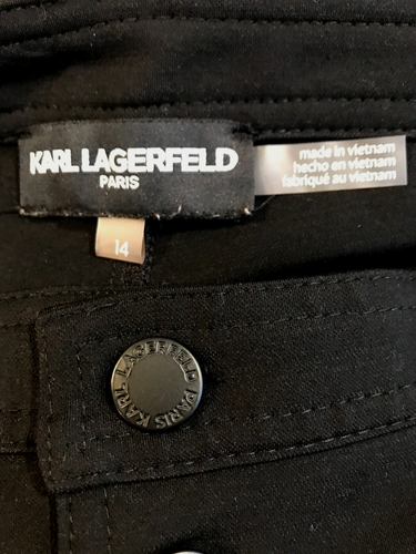 Karl Lagerfeld Women 14 Casual Black Pants High Rise Zip Pockets Tummy Control - Picture 8 of 9
