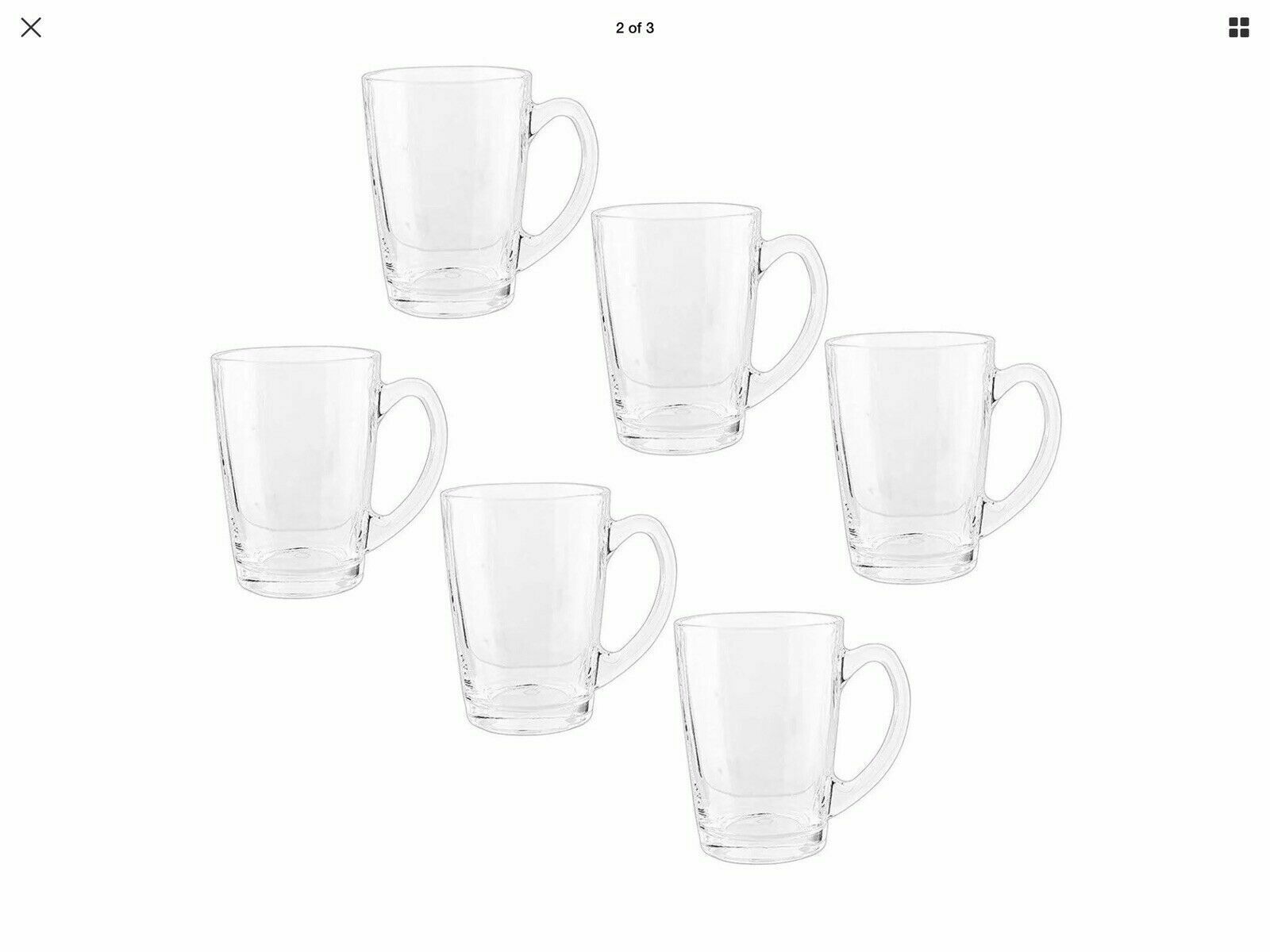 Set of 6 Glass Tea Coffee Cups Mugs Drinking Cup Microwave Dishwasher
