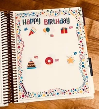 Happy Birthday Tracker Dashboard Insert for use w Erin Condren Life Planner