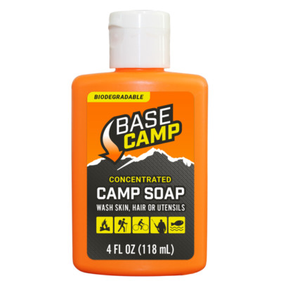 NEW Base CAMP Biodegradable CAMP SOAP - 4 Oz BOTTLE - Wash Skin, Hair, Utensils+