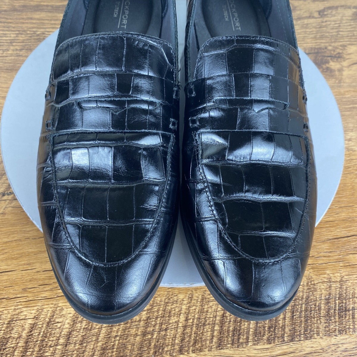 Rockport TruTech Croc Embossed Leather Loafers Size 10 Rockport Trutech Womens Shoes Enbossed Leather Black Loafers  main image 4