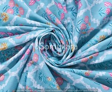 Indian Hand Block Cotton Voile Fabric Sewing Floral Print Craft Material 5 Yard