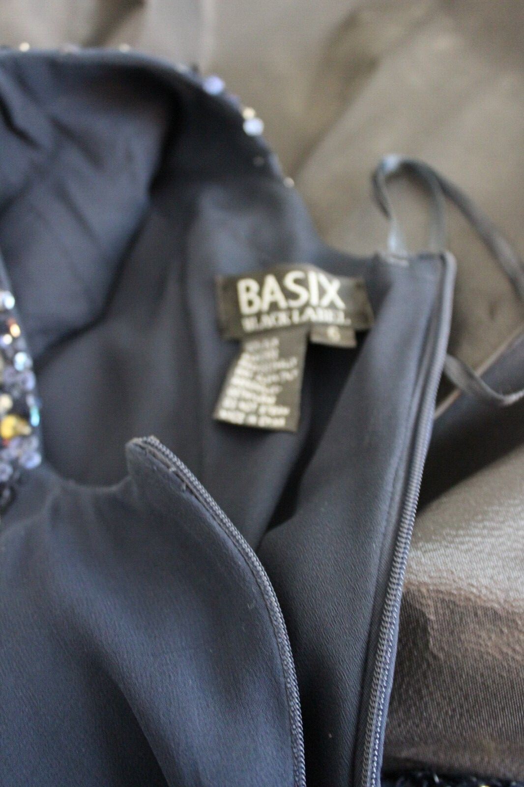 Basix Black Label Deep V Sequins Rhinestones Jewe… - image 9