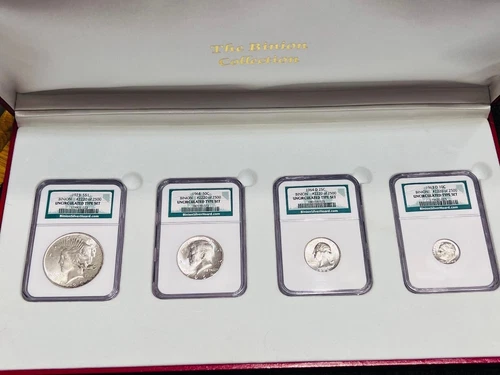 4 COIN BINION HOARD SET w/DISPLAY BOX~90%SILVER~NGC~#2220 OF 2500~MINT STATE~BU
