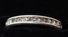 Vintage Sterling Silver Channel Set CZ Crystals Band Ring Size 8 Signed NF