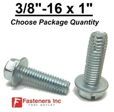 3/8-16 x 1" Hex Bolt Thread Cutting Screw Zinc Plated Type F Self Tapping
