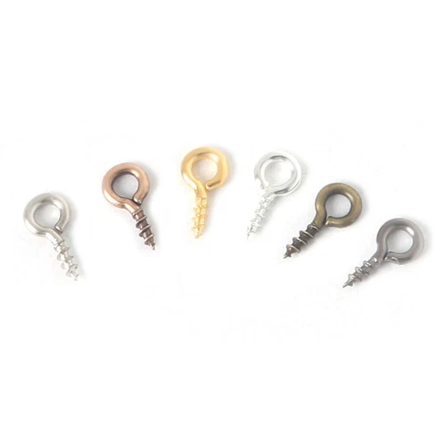 200pcs Gold/Silver/Bronze 4x9mm Metal Hole Eyelets Screws Bail Hooks DIY
