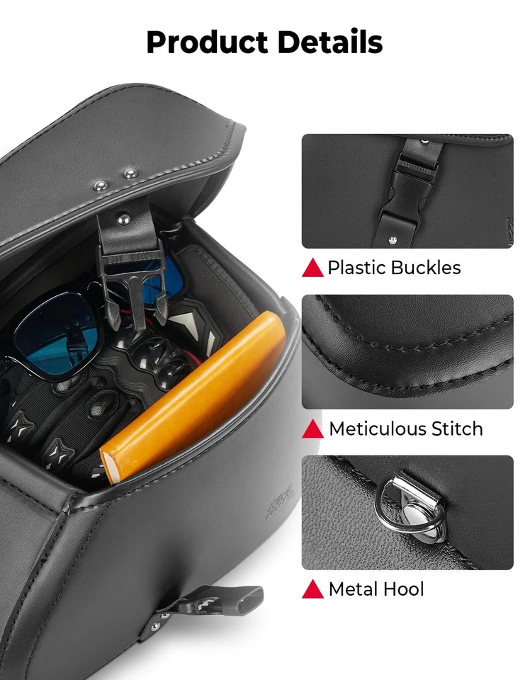 Alforjas universales 16L de cuero para motocicleta con hebilla para Sportster Softail Dyna Foto 4 de 4