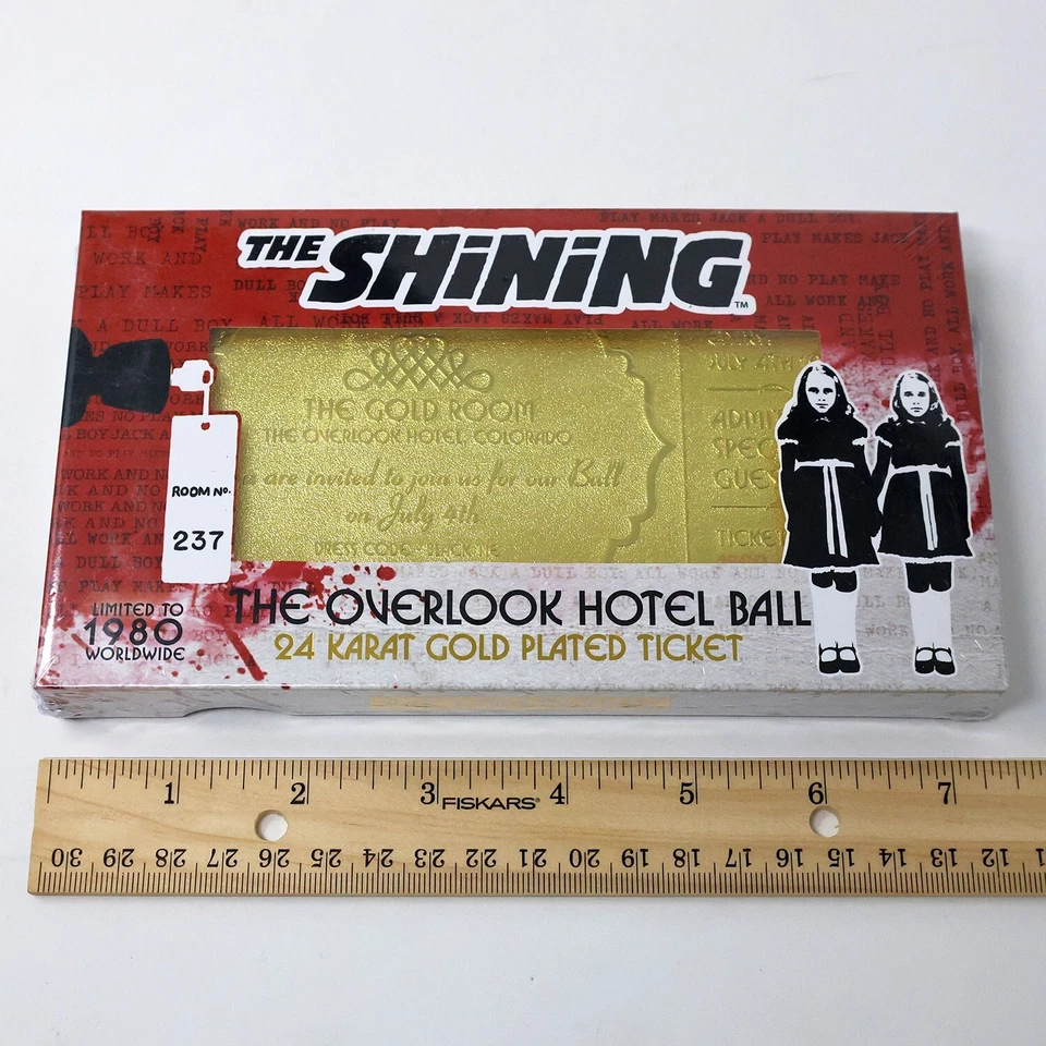 Réplica de boleto de pelota de hotel The Shining Overlook enchapado en oro de 24 k coleccionable Foto 2 de 3