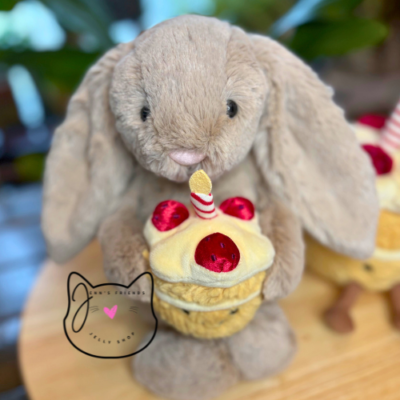 SET of Jellycat BASHFUL BEIGE BUNNY & Amuseable BIRTHDAY Cake New