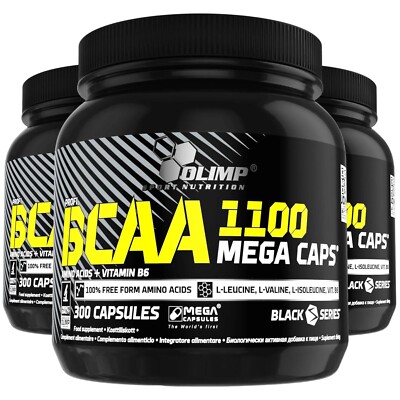 BCAA 1100   300 MEGA CAPS   Aminosäuren + Vitamin B6 Leucin   Muskelwachstum