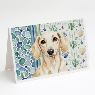Caroline's Treasures Cream Dachshund Coastal Sea Glass Greeting Cards Pack of 8