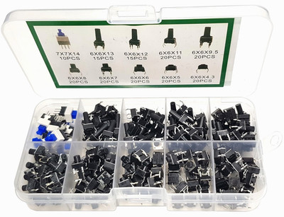 Push Button Kit - 10 Types, 180 Pieces - for Arduino, ESP32, ESP8266, Raspberry