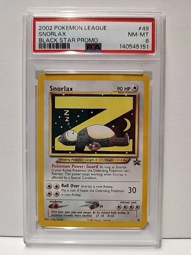 PSA 8 NM/MT Pokemon League Snorlax Z #49 WOTC Black Star Promo Card 2002