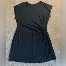 Nicole Original Women’s Black Ruched Side Tie Dress Cap Sleeve Size XXL