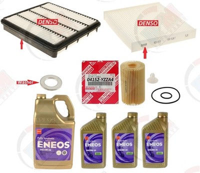 OEM 3pc Filter Tune Up Kit + 8QTS ENEOS 0w-20 Oil for Lexus Toyota V8