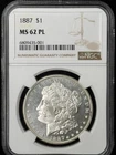 1887 Morgan Dollar MS 62PL  Collectible Proof Like Type Coin