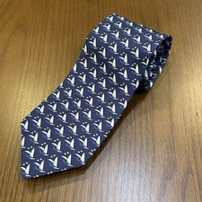 Cravatta Salvatore Ferragamo in seta modello barca a vela marina usata in ott...