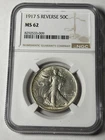 1917-S NGC MS62 Reverse Mint Mark Walking Liberty Half Dollar