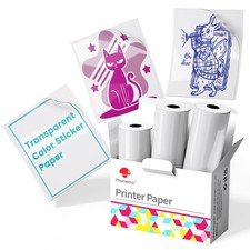 Sticker Paper- Transparent Single-Color Pink, Blue, Green Thermal Paper for T...