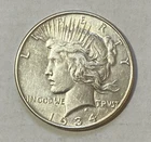 1934 Philadelphia Mint Peace Silver Dollar AU/BU - #7