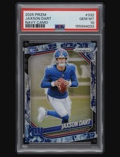 2025 Panini Prizm - Rookies Jaxson Dart #332 Navy Camo Prizm /25 (RC)